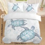 Turtle Bed Sets Ocean 3 Piece Turtle Themed Comforter Cover With 2 Pillowcases - Image 7