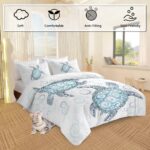 Turtle Bed Sets Ocean 3 Piece Turtle Themed Comforter Cover With 2 Pillowcases - Image 5