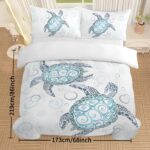 Turtle Bed Sets Ocean 3 Piece Turtle Themed Comforter Cover With 2 Pillowcases - Image 4