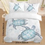 Turtle Bed Sets Ocean 3 Piece Turtle Themed Comforter Cover With 2 Pillowcases - Image 3