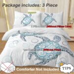 Turtle Bed Sets Ocean 3 Piece Turtle Themed Comforter Cover With 2 Pillowcases - Image 2